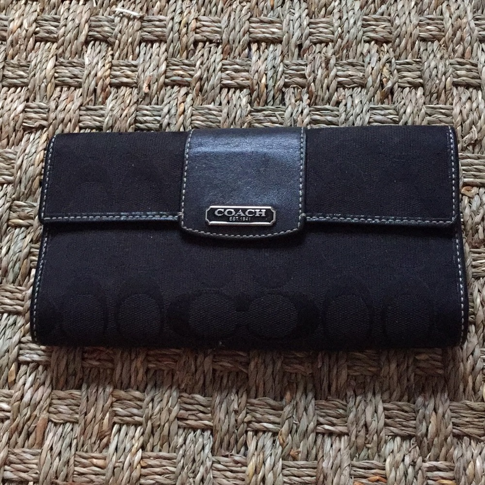Coach Black Checkbook Wallet S O L D